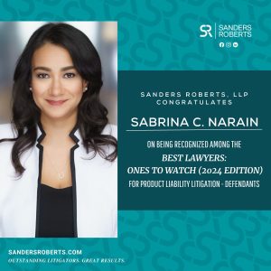 SANDERS ROBERTS LLP ATTORNEY SABRINA C. NARAIN SELECTED BY HER PEERS FOR INCLUSION IN THE BEST LAWYERS IN AMERICA: ONES TO WATCH (2024 EDITION)