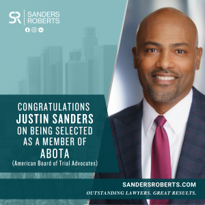 Partner Justin H. Sanders was selected as a member of the Los Angeles Chapter of The American Board of Trial Advocates, known as ABOTA.